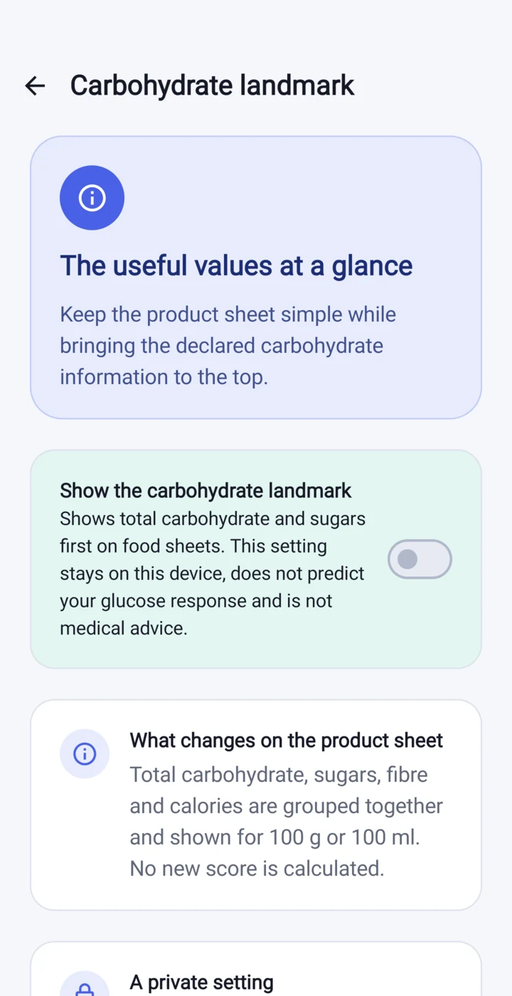 Carbohydrate marker setting in Etikia